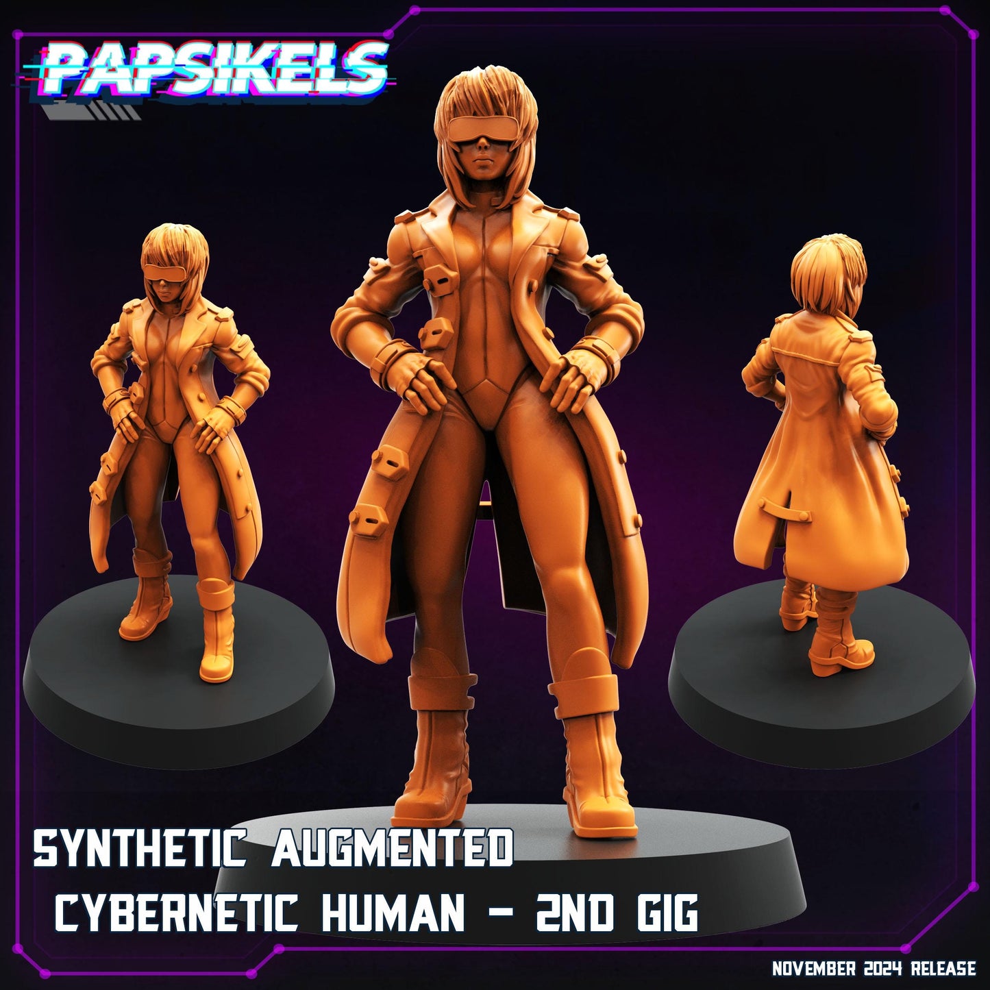 Synthetic Cybernetic Human - Resin Miniature - Tabletop miniature - Fantasy Miniature - 32mm - D&D - Sci-fi Miniature - Papsikel