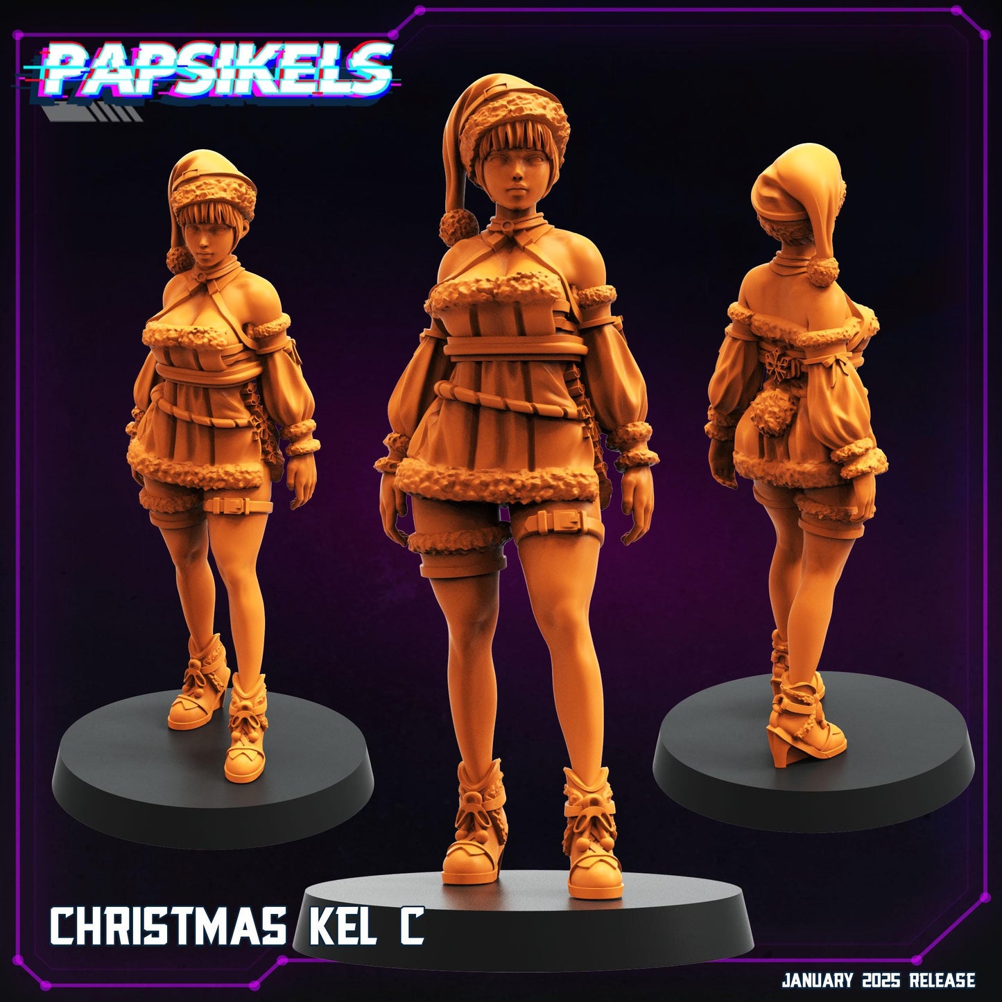 Christmas Kel - 3D Printed Miniature - Sci-fi Miniature - Tabletop Miniature - D&D - Papsikel