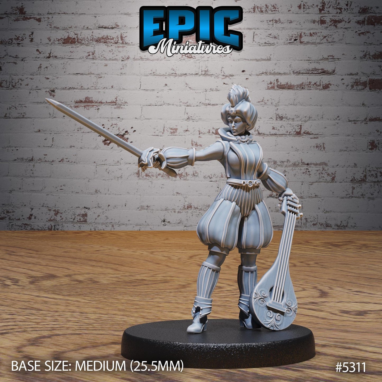 DnD Bard Adventurer - Resin Miniature - Tabletop miniature - Fantasy Miniature - 32mm - D&D - Sci-fi Miniature - Rescale
