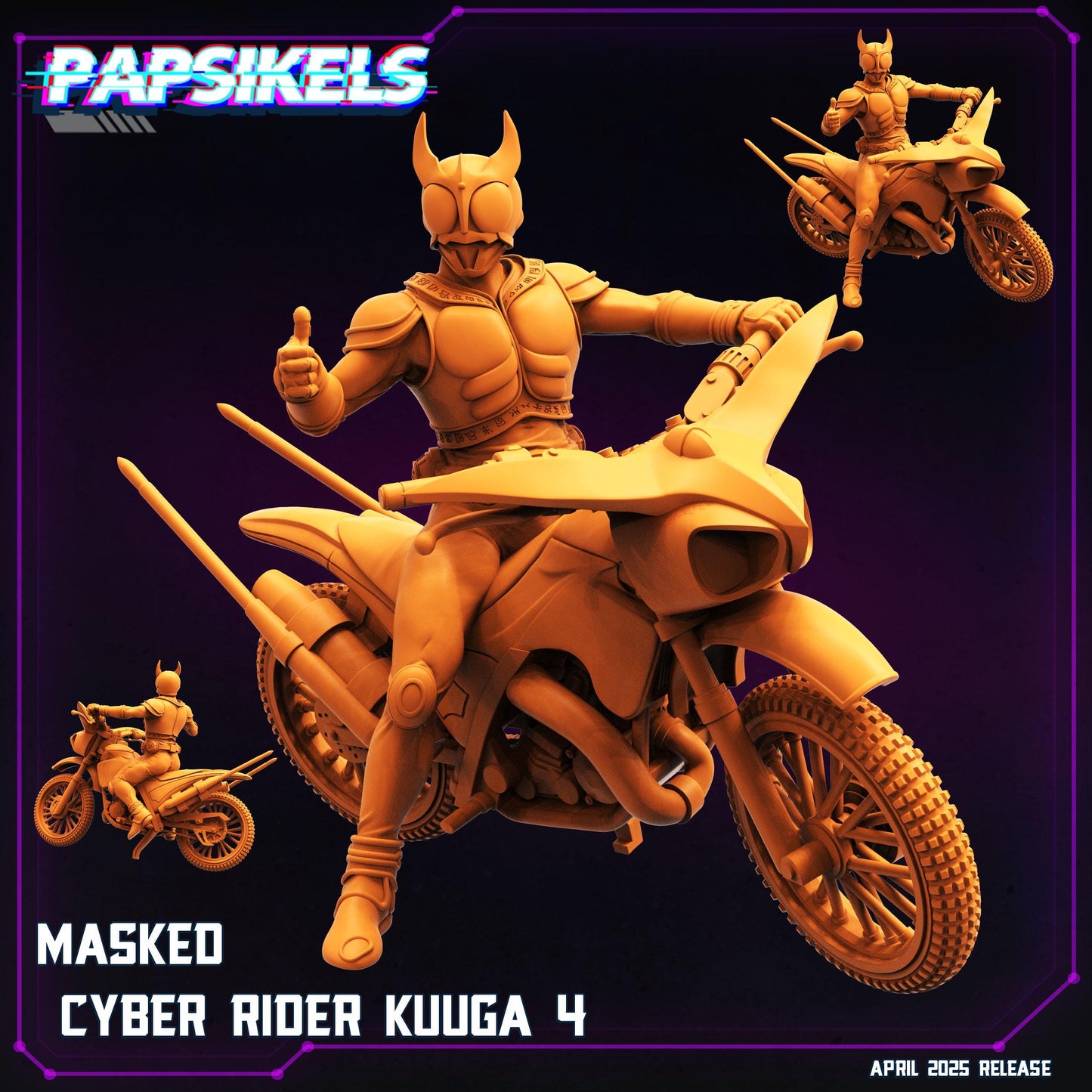 Masked Cyber Rider - Resin Miniature - Tabletop miniature - Fantasy Miniature - 32mm - D&D - Sci-fi Miniature - Papsikel