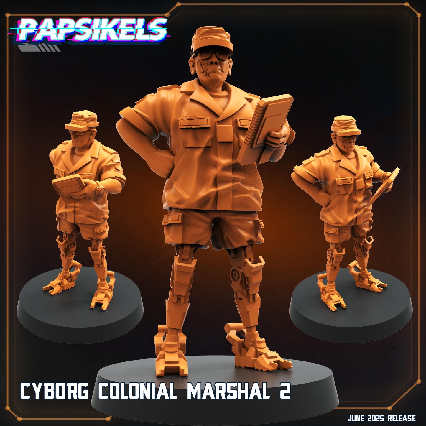 Cyborgs colonial marshals - Resin Miniature - Tabletop miniature - Fantasy Miniature - 32mm - D&D - Sci-fi Miniature- Papsikel