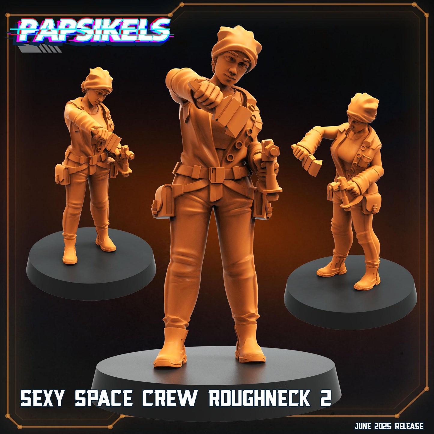 Sexy space crew - Resin Miniature - Tabletop miniature - Fantasy Miniature - 32mm - D&D - Sci-fi Miniature- Papsikel