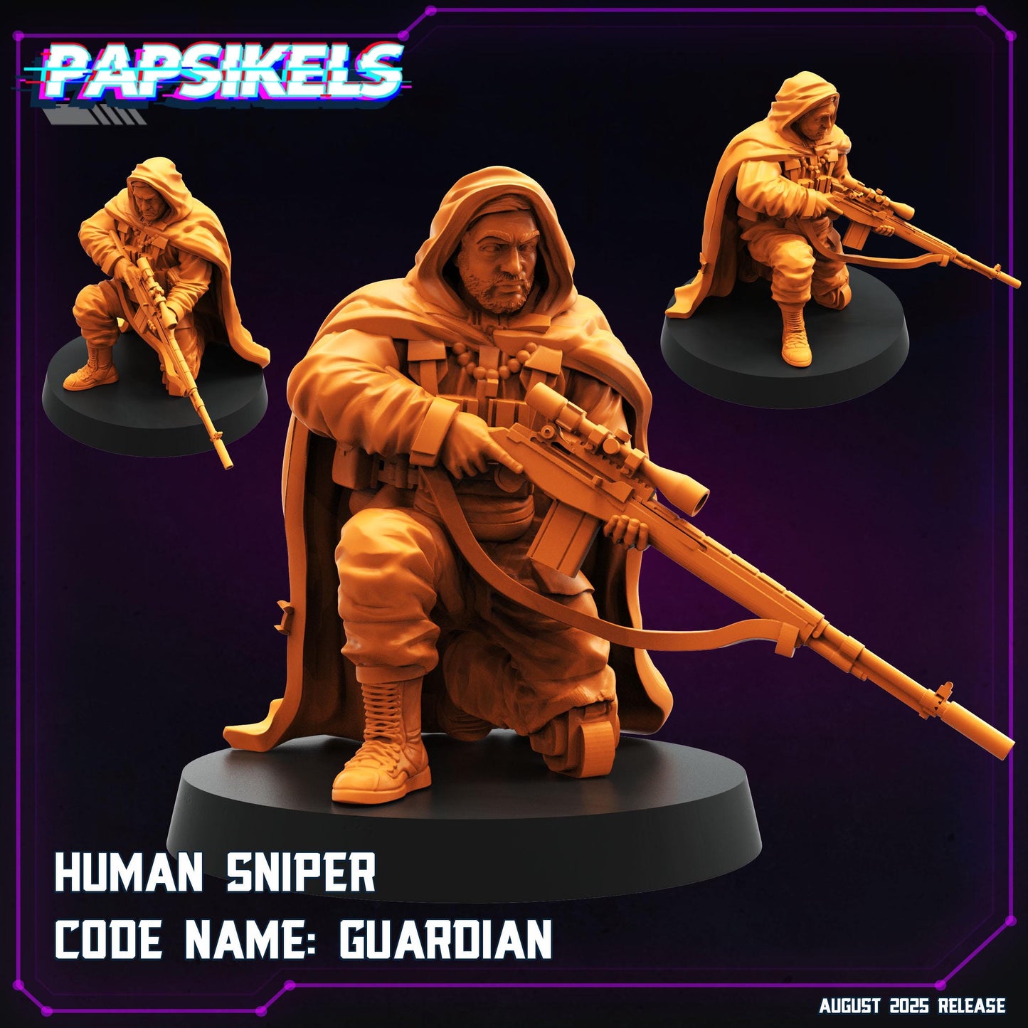 Human Sniper - Resin Miniature - Tabletop miniature - Fantasy Miniature - 32mm - D&D - Sci-fi Miniature - Papsikel