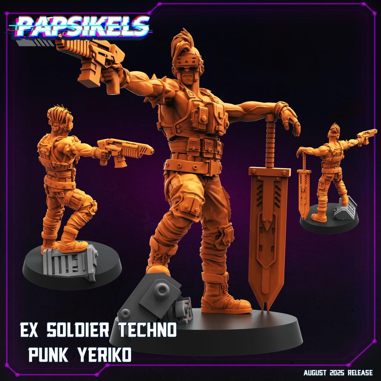 Ex_Soldier Techno Punk - Resin Miniature - Tabletop miniature - Fantasy Miniature - 32mm - D&D - Sci-fi Miniature - Papsikel