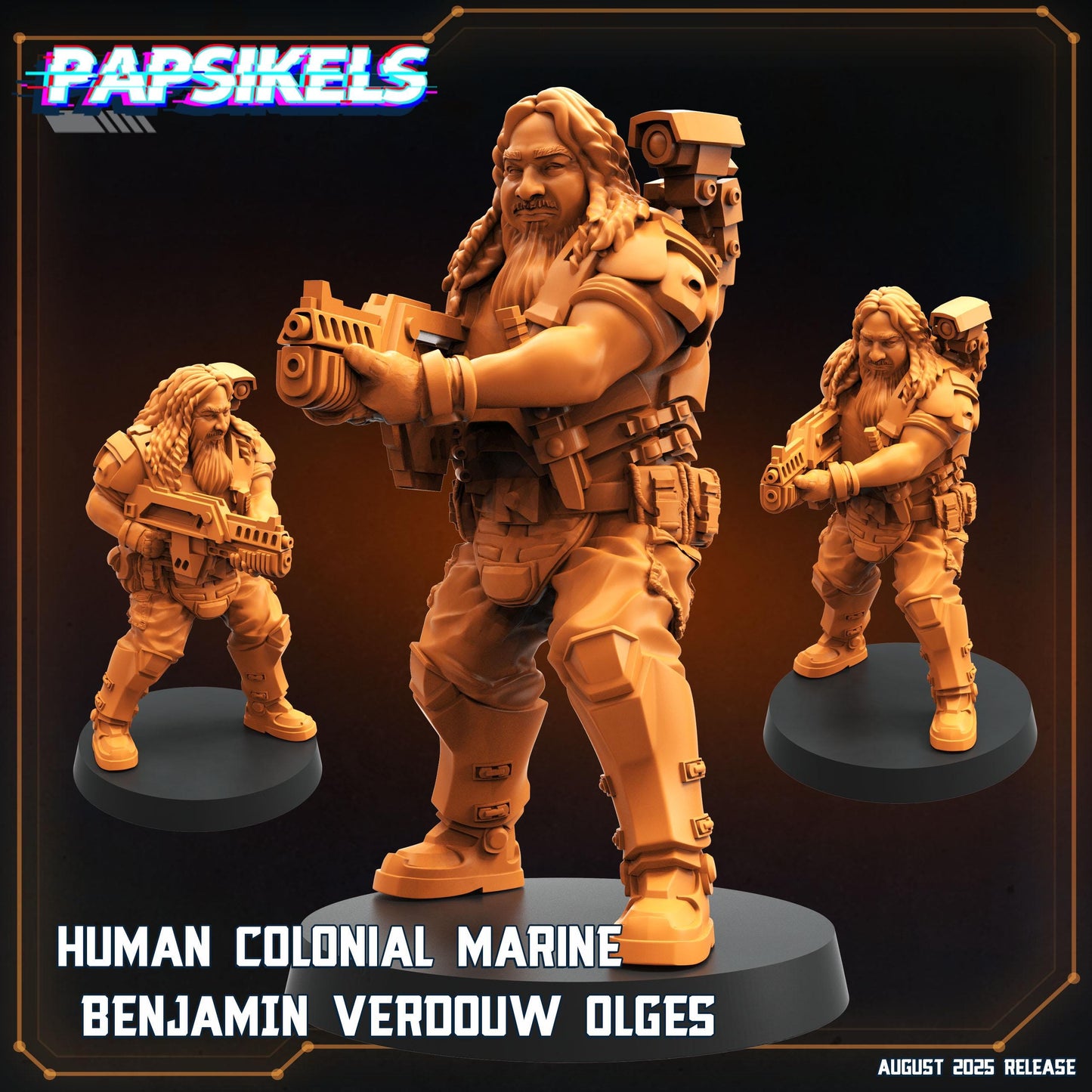 Human Colonial Marine - Resin Miniature - Tabletop miniature - Fantasy Miniature - 32mm - D&D - Sci-fi Miniature - Papsikel