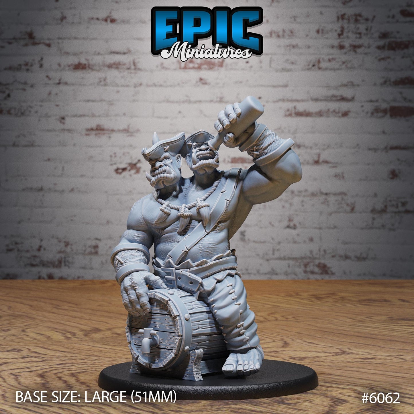 ettin Pirate - Resin Miniature - Tabletop miniature - Fantasy Miniature - 32mm - D&D - Sci-fi Miniature