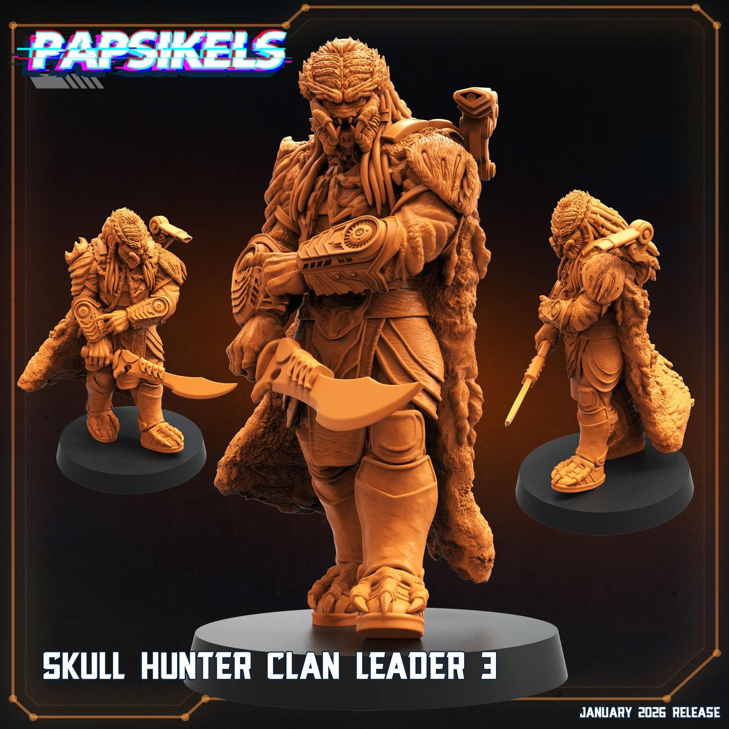 Skull Hunter Clan Leaders - 32mm Sci-fi Miniature - Papsikel