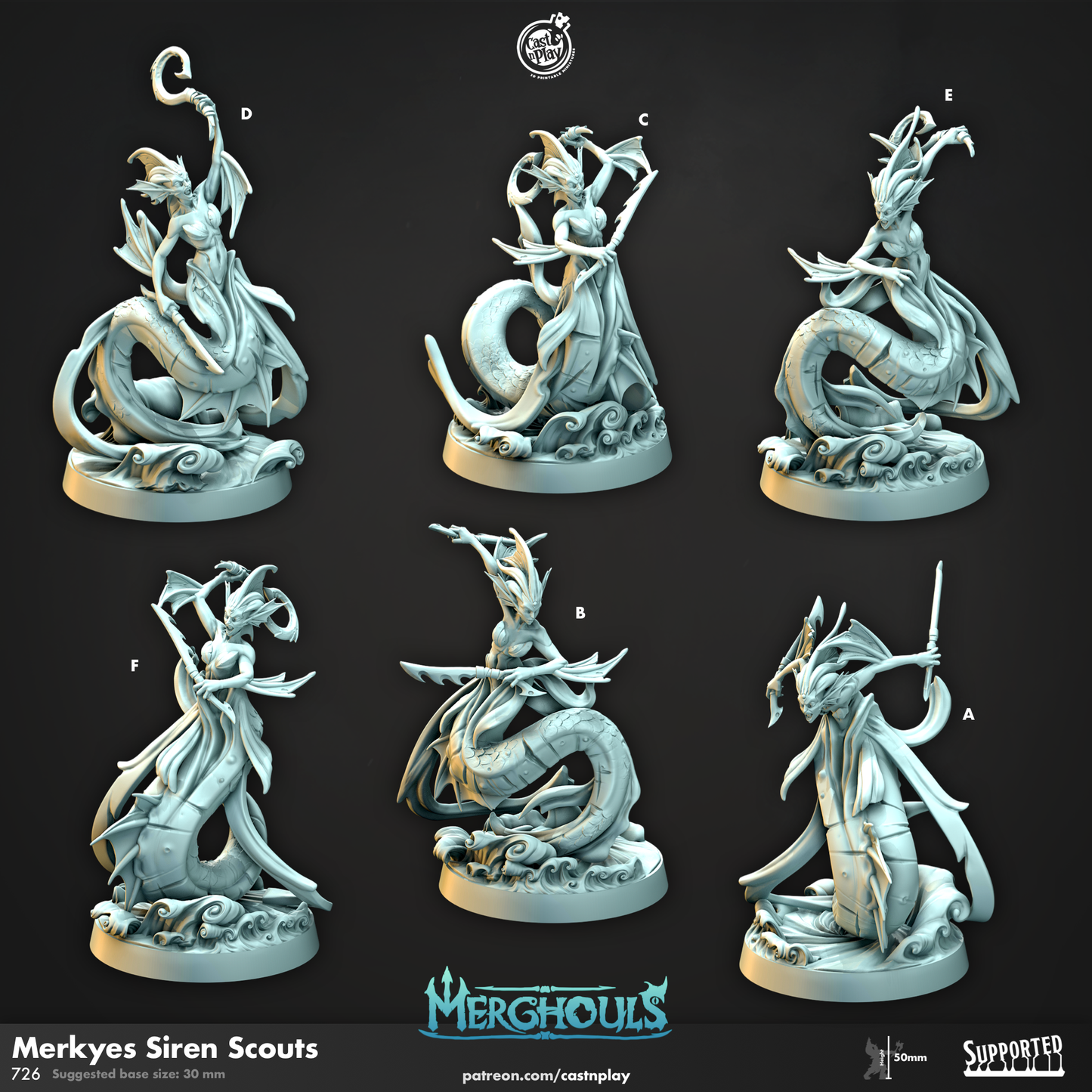 Merkyes Syrens Scout - 3D Printed Miniature - Fantasy Miniature -Tabletop  Miniature - Tabletop Miniature - D&D (Copy)