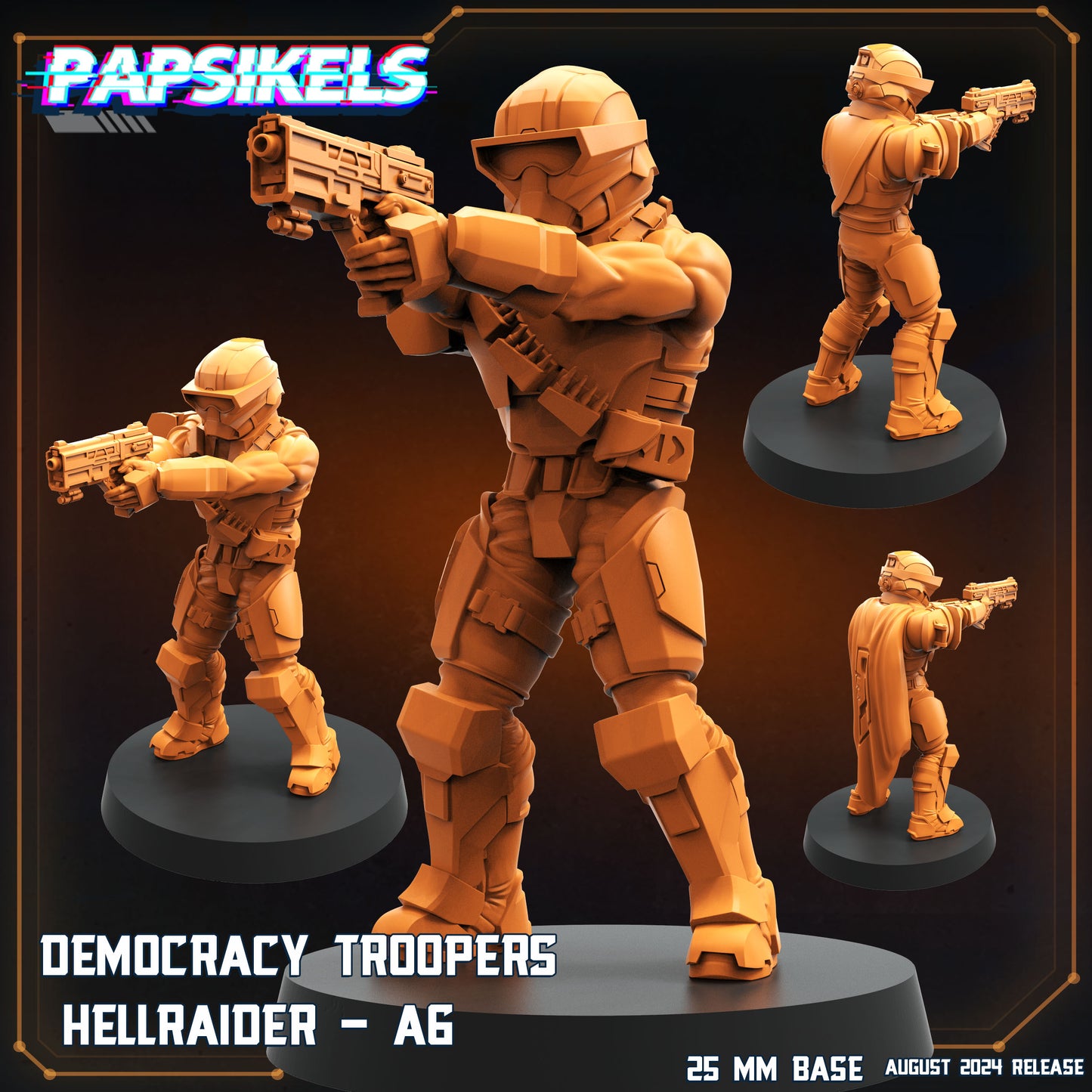 Democracy Troopers Hellraisers -  Resin Miniature - Tabletop  miniature - Fantasy Miniature - 32mm - D&D -  Sci-fi Miniature- Papsikel