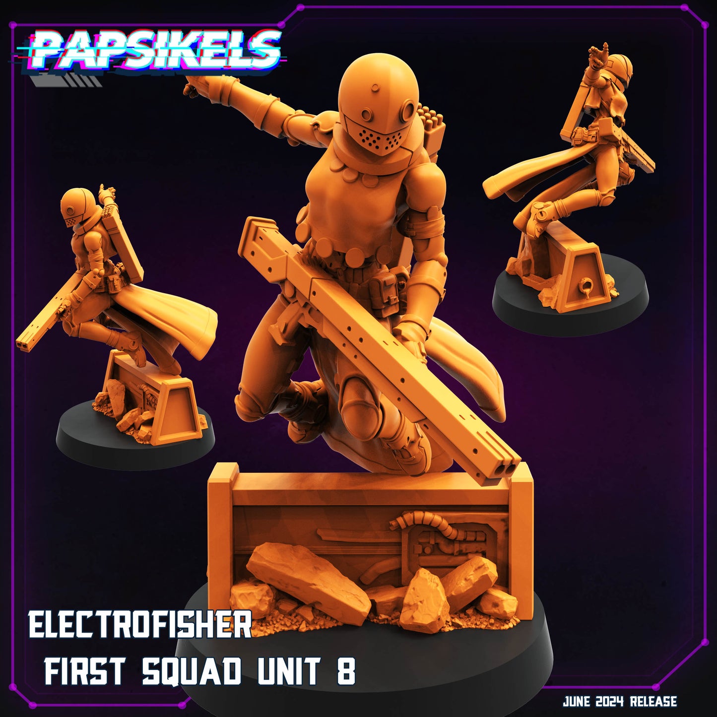 Electrofisher First Squad Unit -  Resin Miniature - Tabletop  miniature - Fantasy Miniature - 32mm - D&D -  Sci-fi Miniature- Papsikel