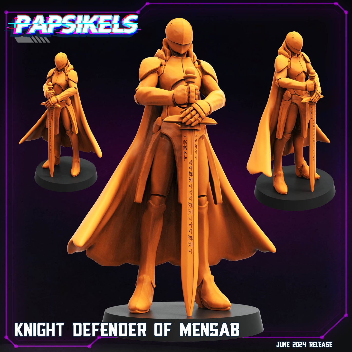 Knight Defender -  Resin Miniature - Tabletop  miniature - Fantasy Miniature - 32mm - D&D -  Sci-fi Miniature- Papsikel