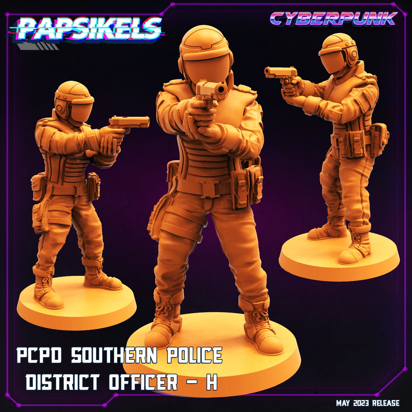 PCPD Police Officer -  Resin Miniature - Tabletop  miniature - Fantasy Miniature - 32mm - D&D -  Sci-fi Miniature - Papsikel