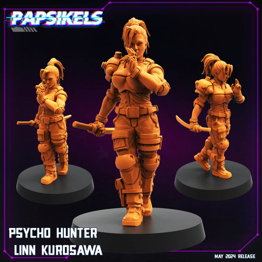 Psycho Hunter Linn Kurosawa -  Resin Miniature - Tabletop  miniature - Fantasy Miniature - 32mm - D&D -  Sci-fi Miniature- Papsikel