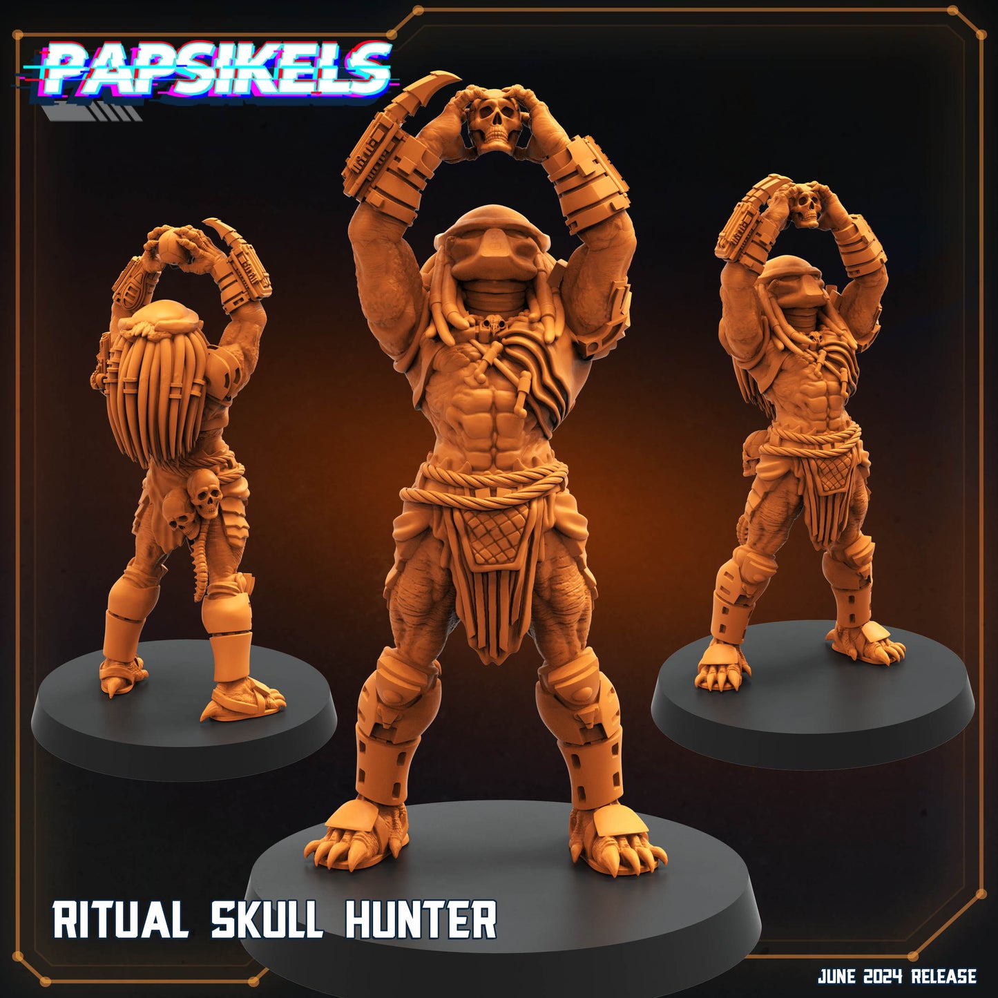 Ritual Skull Hunter -  Resin Miniature - Tabletop  miniature - Fantasy Miniature - 32mm - D&D -  Sci-fi Miniature- Papsikel