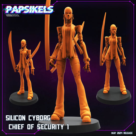 Silicon Chief of security -  Resin Miniature - Tabletop  miniature - Fantasy Miniature - 32mm - D&D -  Sci-fi Miniature- Papsikel