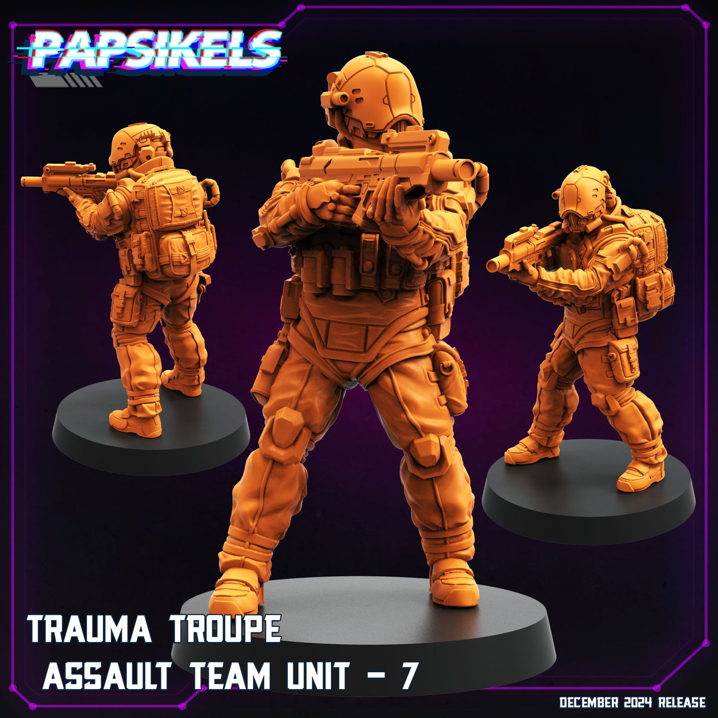 Trauma Troupe Assault Team -  Resin Miniature - Tabletop  miniature - Fantasy Miniature - 32mm - D&D -  Sci-fi Miniature- Papsikel