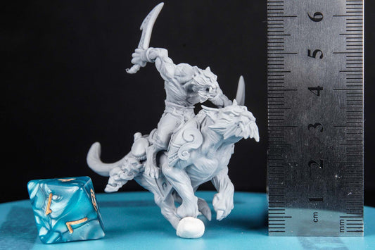 Rakshatiger riders 3 - 3D Printed Miniature - Fantasy Miniature - Tabletop Miniature - D&D - Artisan Guild