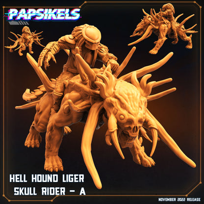 Hell Hound Liger Skull Rider - 3D Printed Miniature - Sci- Miniature - Tabletop Miniature - D&D - Papsikel