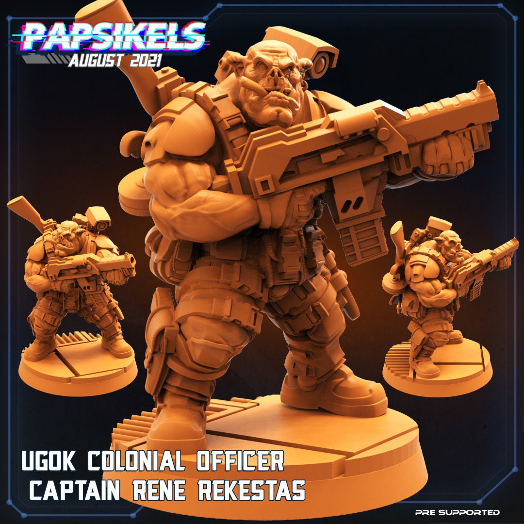 Ugok colonial Officer Captain Rene Rekestas - Resin Miniature Miniature - Sci- Miniature - Tabletop Miniature Resin Miniature - Papsikel