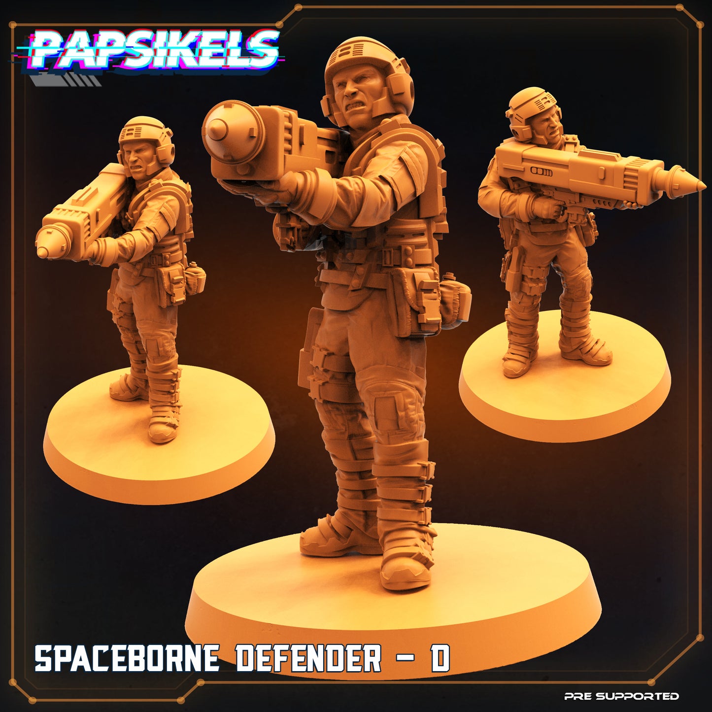 Spaceborn Defender D - 3D Printed Miniature - Sci-Fi Miniature - D&D- Papsikel