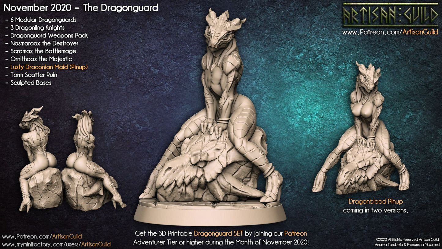 Draconian Maid Aline Artisan Guild - 3D printed Miniature - Fantasy Miniature - D&D - Artisan Guild