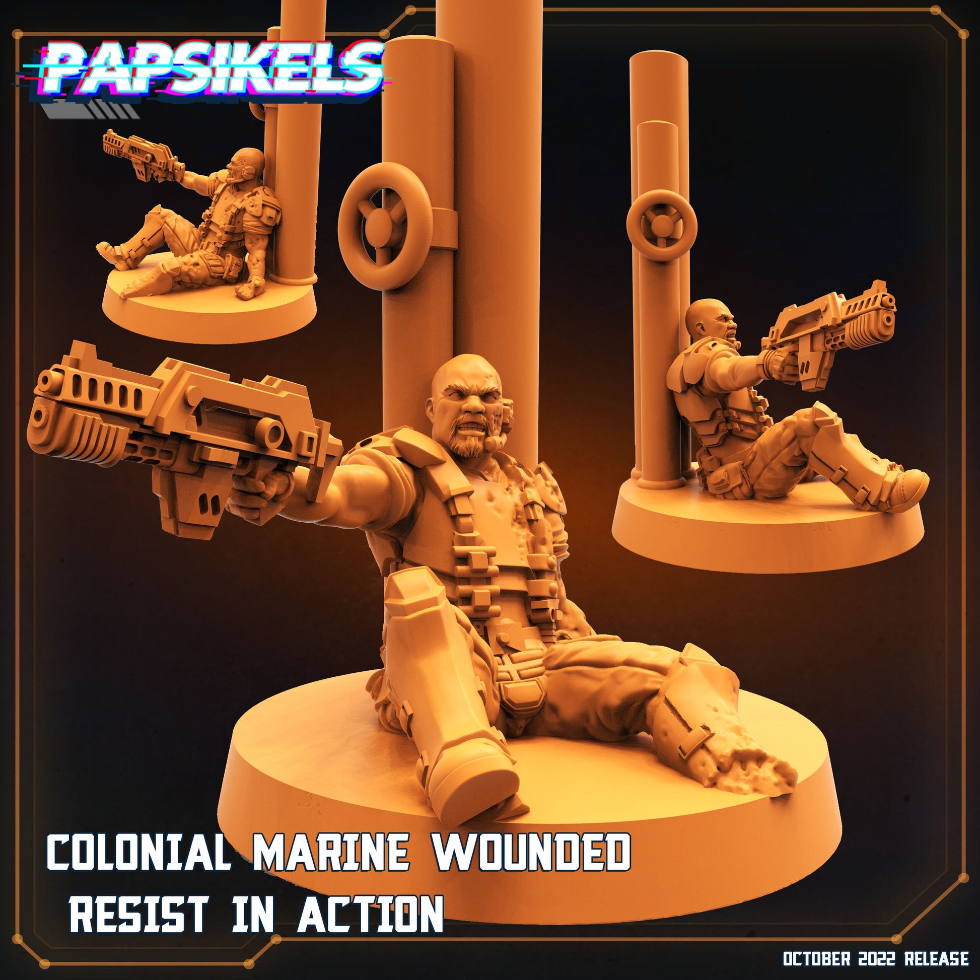 COLONIAL Marine wounded - Resin Miniature - Sci-fi Miniature - Fantasy Miniature -Tabletop Miniature - D&D -- Papsikel