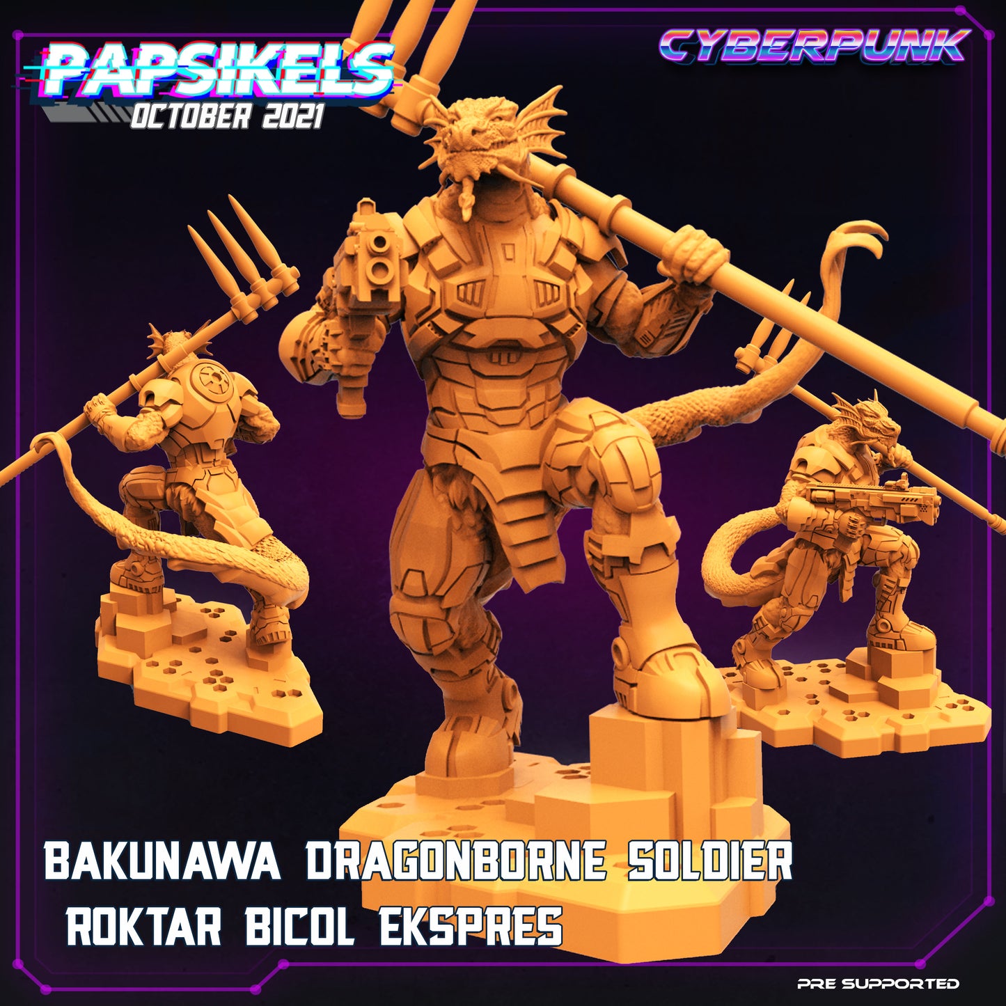 Bakunawa Roktar Vikol -  Resin Miniature - Tabletop  miniature - Fantasy Miniature - 32mm - D&D Sci-fi Miniature- Papsikel