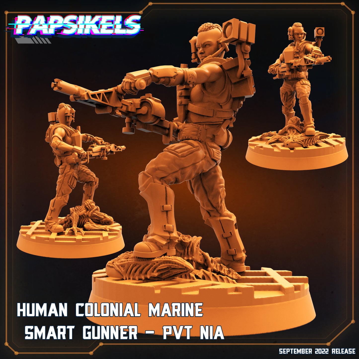 Human Colonial Smart Gunner -  Resin Miniature - Tabletop  miniature - Fantasy Miniature - 32mm - D&D Sci-fi Miniature - Papsikel- Papsikel