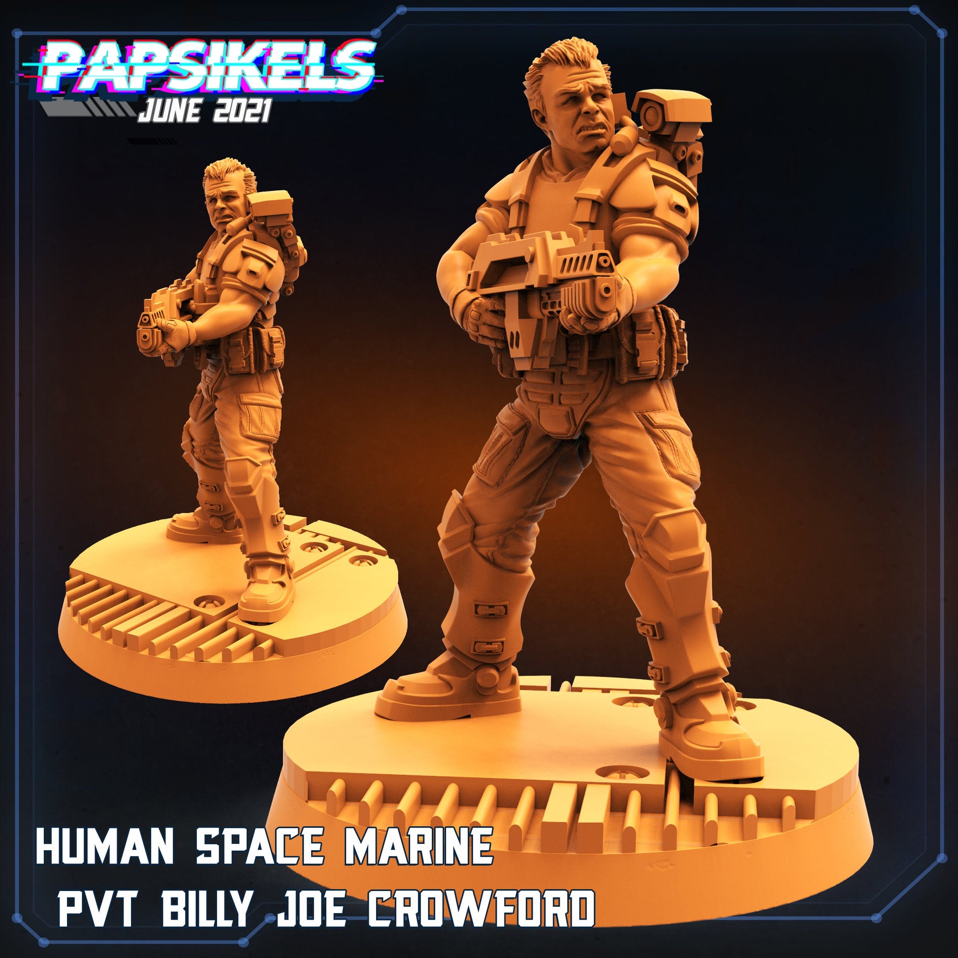 Space Marine Billy Joe - Resin Miniature - Tabletop miniature - Fantasy Miniature - 32mm - D&D Sci-fi Miniature - Papsikel