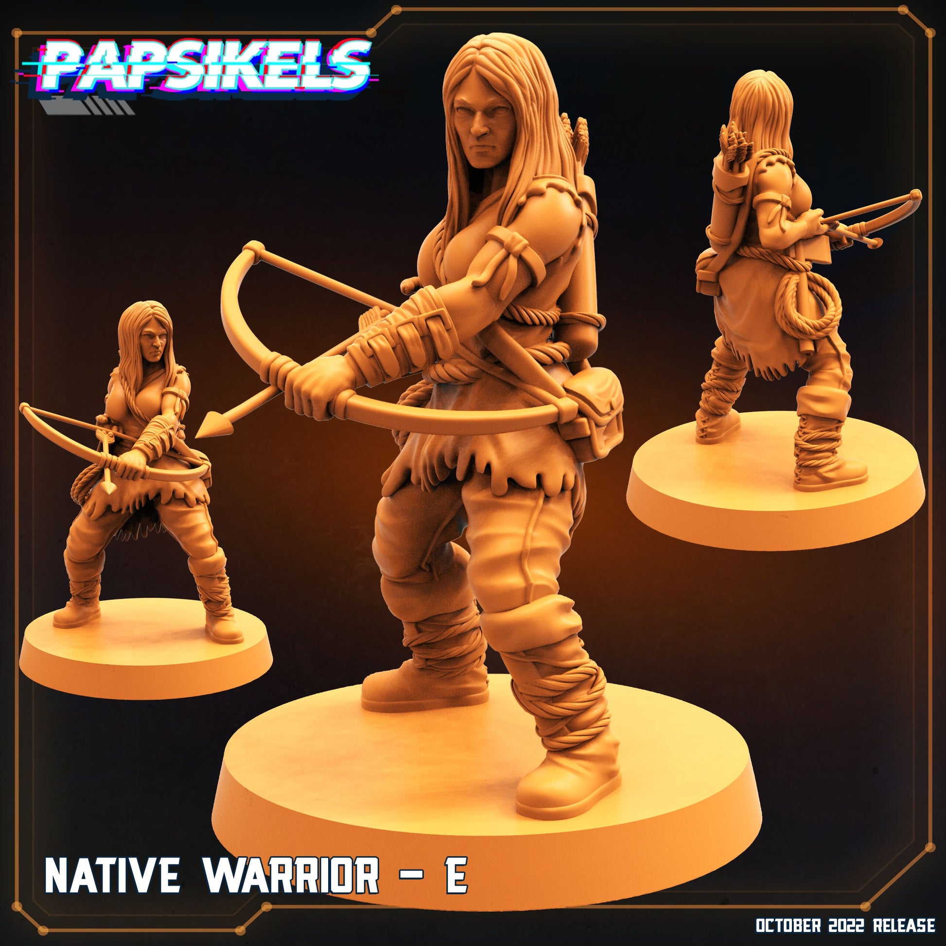 Native Warriors - Resin Miniature - Tabletop miniature - Fantasy Miniature - 32mm - D&D - Sci-fi Miniature - Papsikel