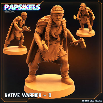 Native Warriors -  Resin Miniature - Tabletop  miniature - Fantasy Miniature - 32mm - D&D -  Sci-fi Miniature - Papsikel