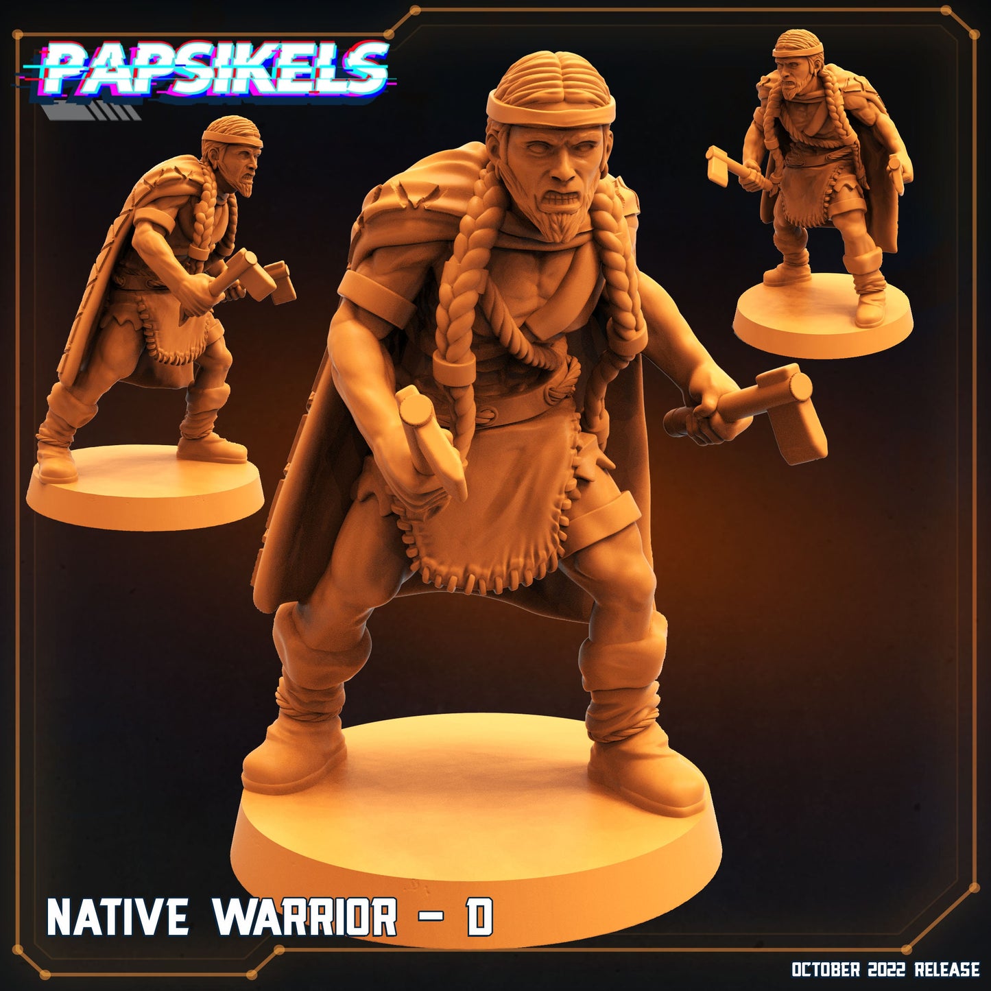 Native Warriors - Resin Miniature - Tabletop miniature - Fantasy Miniature - 32mm - D&D - Sci-fi Miniature - Papsikel