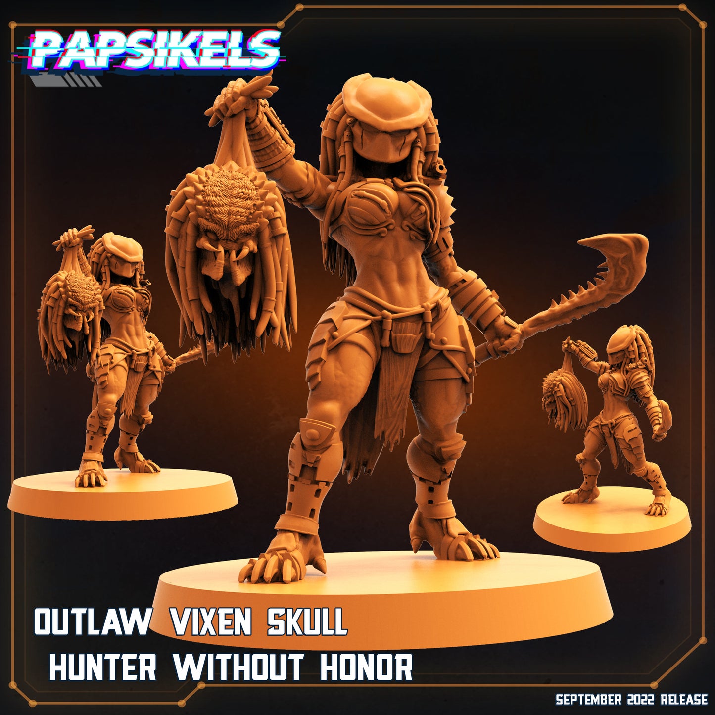 Outlaw Vixen Skull Hunter -  Resin Miniature - Tabletop  miniature - Fantasy Miniature - 32mm - D&D -  Sci-fi Miniature - Papsikel