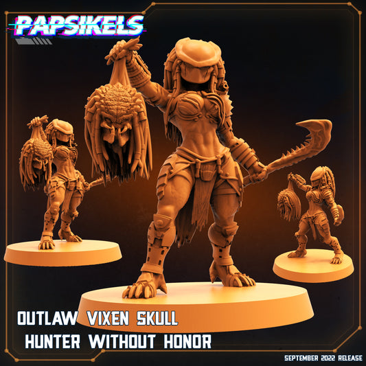 Outlaw Vixen Skull Hunter -  Resin Miniature - Tabletop  miniature - Fantasy Miniature - 32mm - D&D -  Sci-fi Miniature - Papsikel