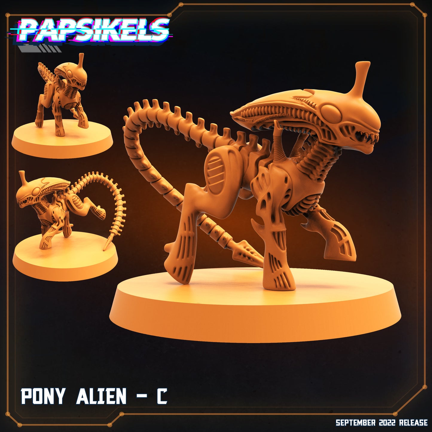 Pony Aliens -  Resin Miniature - Tabletop  miniature - Fantasy Miniature - 32mm - D&D -  Sci-fi Miniature - Papsikel