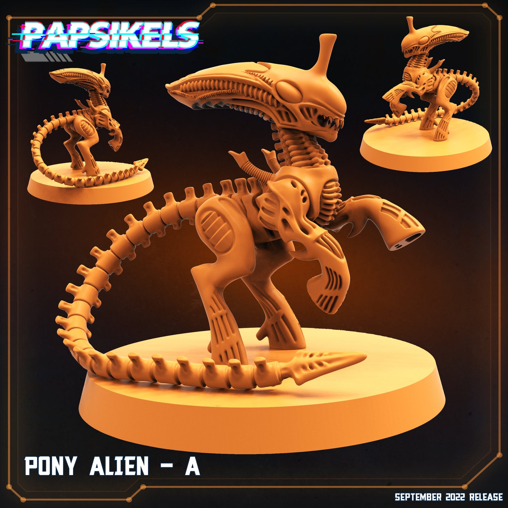 Pony Aliens - Resin Miniature - Tabletop miniature - Fantasy Miniature - 32mm - D&D - Sci-fi Miniature - Papsikel