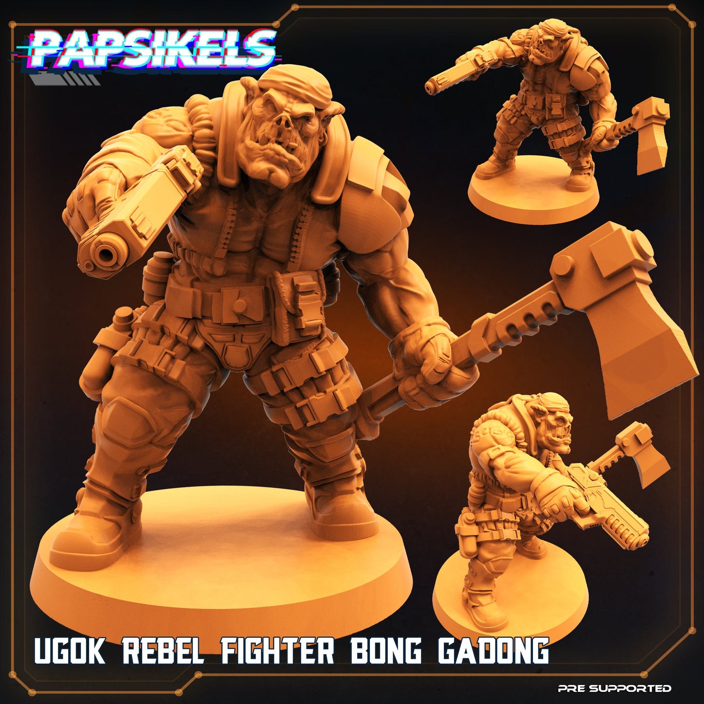 Ugok Rebel Fighter Bong Gadong - Resin Miniature - Tabletop miniature - Fantasy Miniature - 32mm - D&D - Sci-fi Miniature - Papsikel
