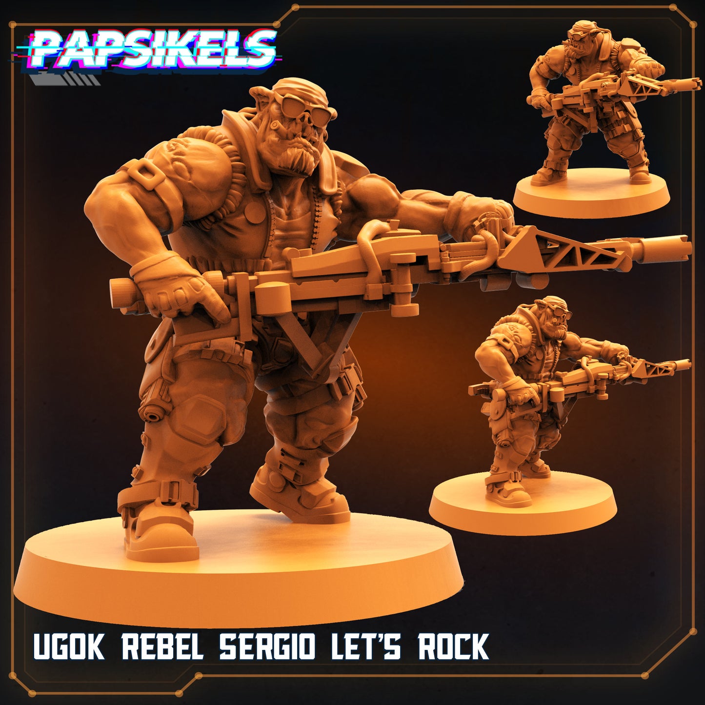 Ugok Rebel Fighter Let's Rock -  Resin Miniature - Tabletop  miniature - Fantasy Miniature - 32mm - D&D -  Sci-fi Miniature - Papsikel