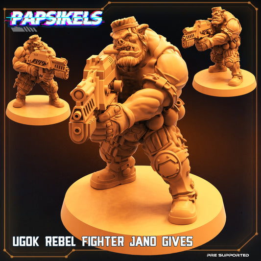 Ugok Rebel Fighter Jano -  Resin Miniature - Tabletop  miniature - Fantasy Miniature - 32mm - D&D -  Sci-fi Miniature - Papsikel