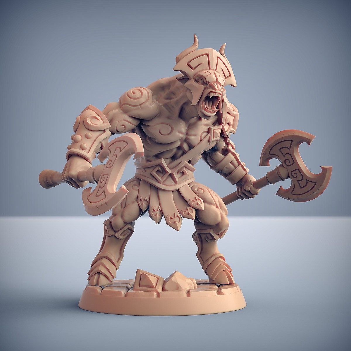 Minocs with Helmet - Tabletop  miniature - Fantasy - 32mm - D&D  Resin Miniature - Artisan Guild