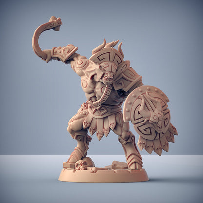 Minocs with Helmet - Tabletop  miniature - Fantasy - 32mm - D&D  Resin Miniature - Artisan Guild