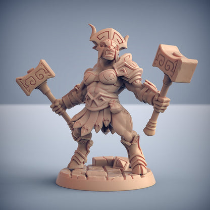 Minocs with Helmet - Tabletop  miniature - Fantasy - 32mm - D&D  Resin Miniature - Artisan Guild