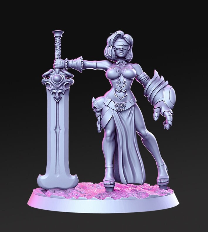 Justicia - 3D Printed Miniature - Fantasy Miniature -Tabletop  Miniature - resin miniature - D&D - RN Estudio