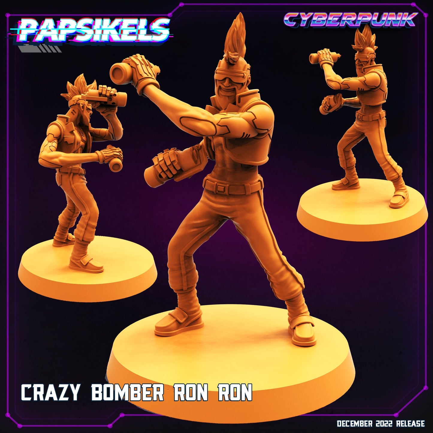 Crazy Bomber Ron Ron - Resin Miniature - Tabletop miniature - Fantasy Miniature - 32mm - D&D - Sci-fi Miniature - Papsikel