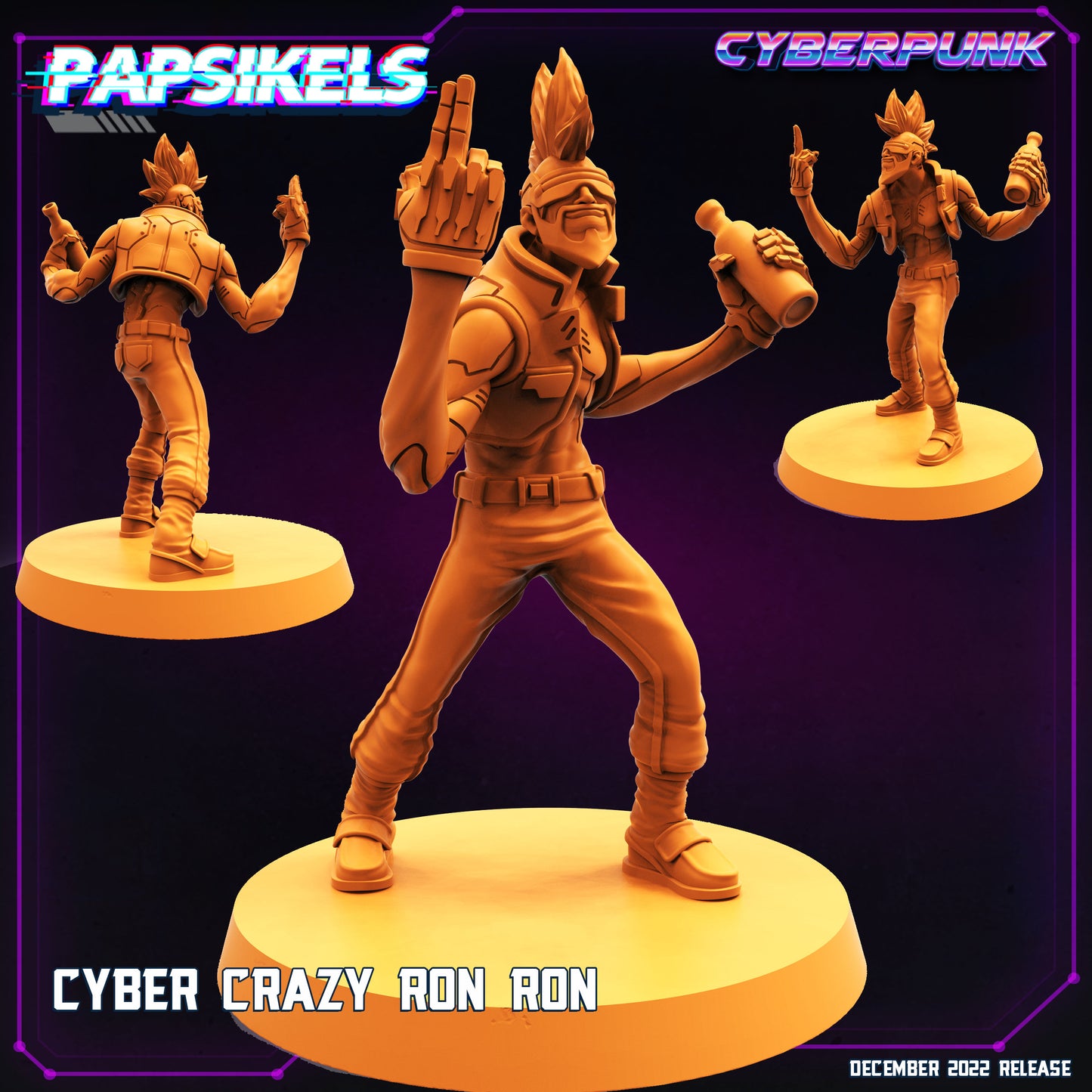 Cyber Crazy Ron Ron -  Resin Miniature - Tabletop  miniature - Fantasy Miniature - 32mm - D&D -  Sci-fi Miniature - Papsikel