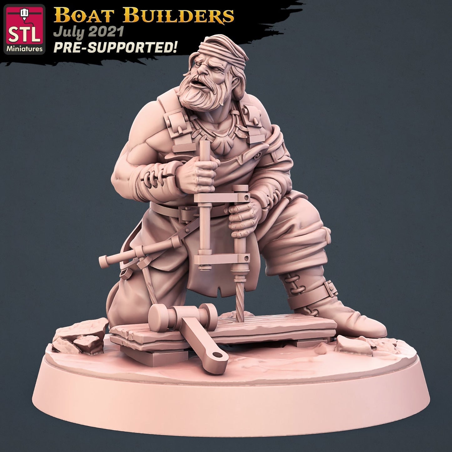 Boat Builder Male - Tabletop  miniature - Fantasy - 32mm - D&D  Resin Miniature