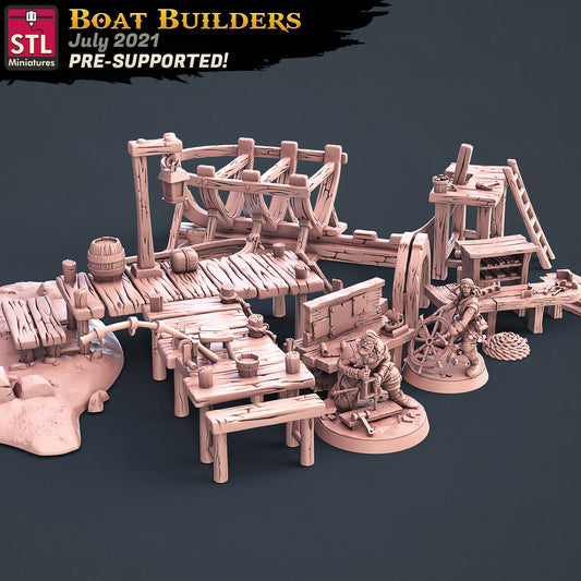 Boat Builder set  - Tabletop  miniature - Fantasy - 32mm - D&D -  Resin Miniature