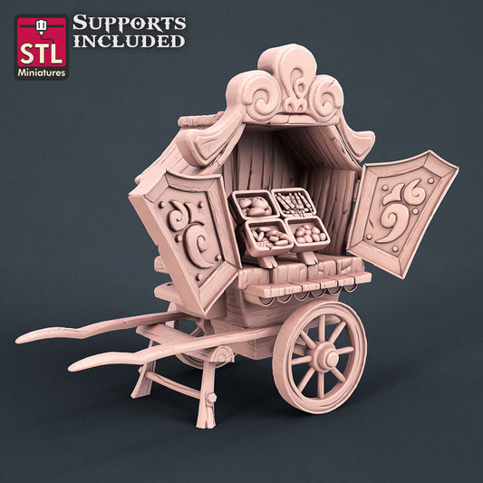 Carnival food Cart - Tabletop  miniature - Fantasy - 32mm - D&D  Resin Miniature