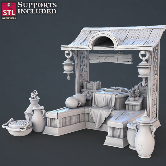 Food stands  - Tabletop  miniature - Fantasy - 32mm - D&D  Resin Miniature