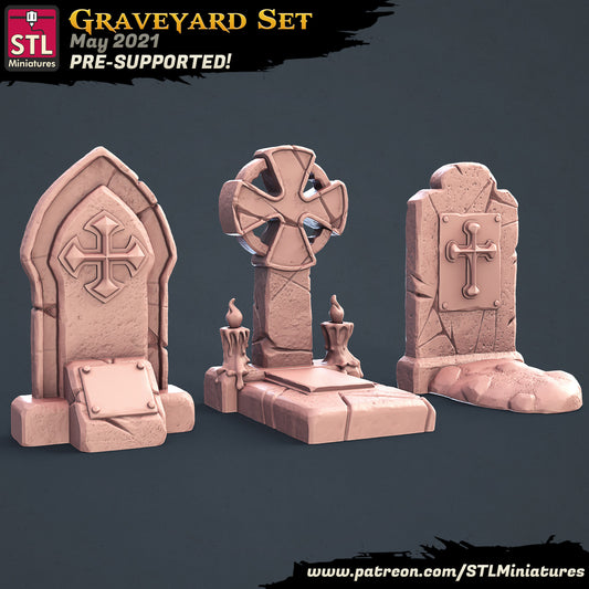 Graveyard Tombs  - Tabletop  miniature - Fantasy - 32mm - D&D  Resin Miniature